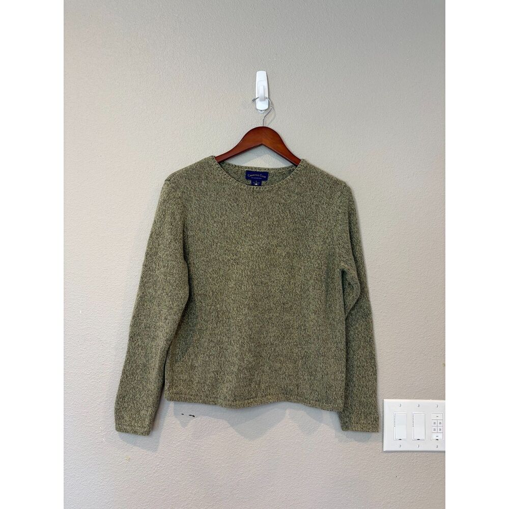 Charter Club Classics Sage Green Crew Neck Sweater Medium 100% Cotton Cabincore